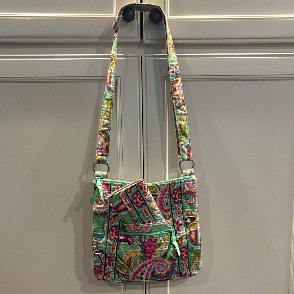 Floral Quilted Crossbody Bag and Wallet